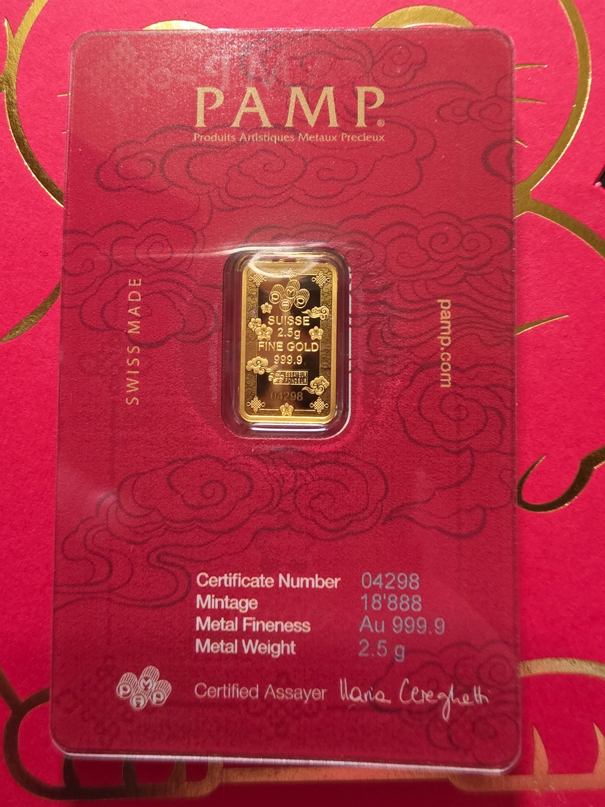 2.5 Gram Pamp Swiss Gold Collector Bar