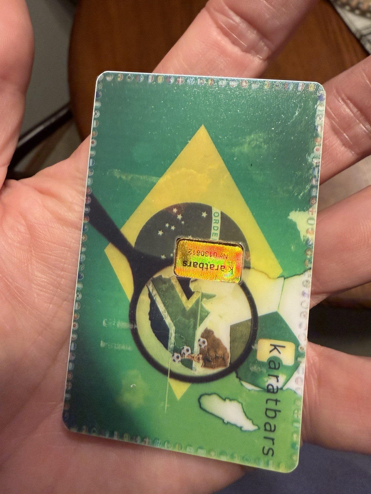 Karatbars 1 Gram .999 Fine Gold Bar Brazil 2014 World Cup Soccer Unique Karatbar