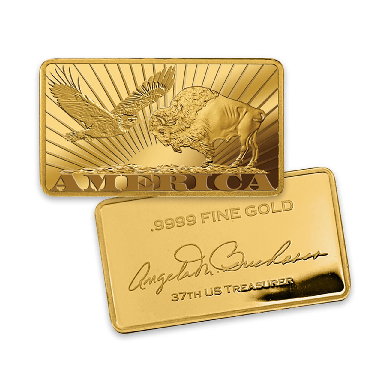 Pure Gold America Buffalo & Eagle Gold Bar Bullion .9999