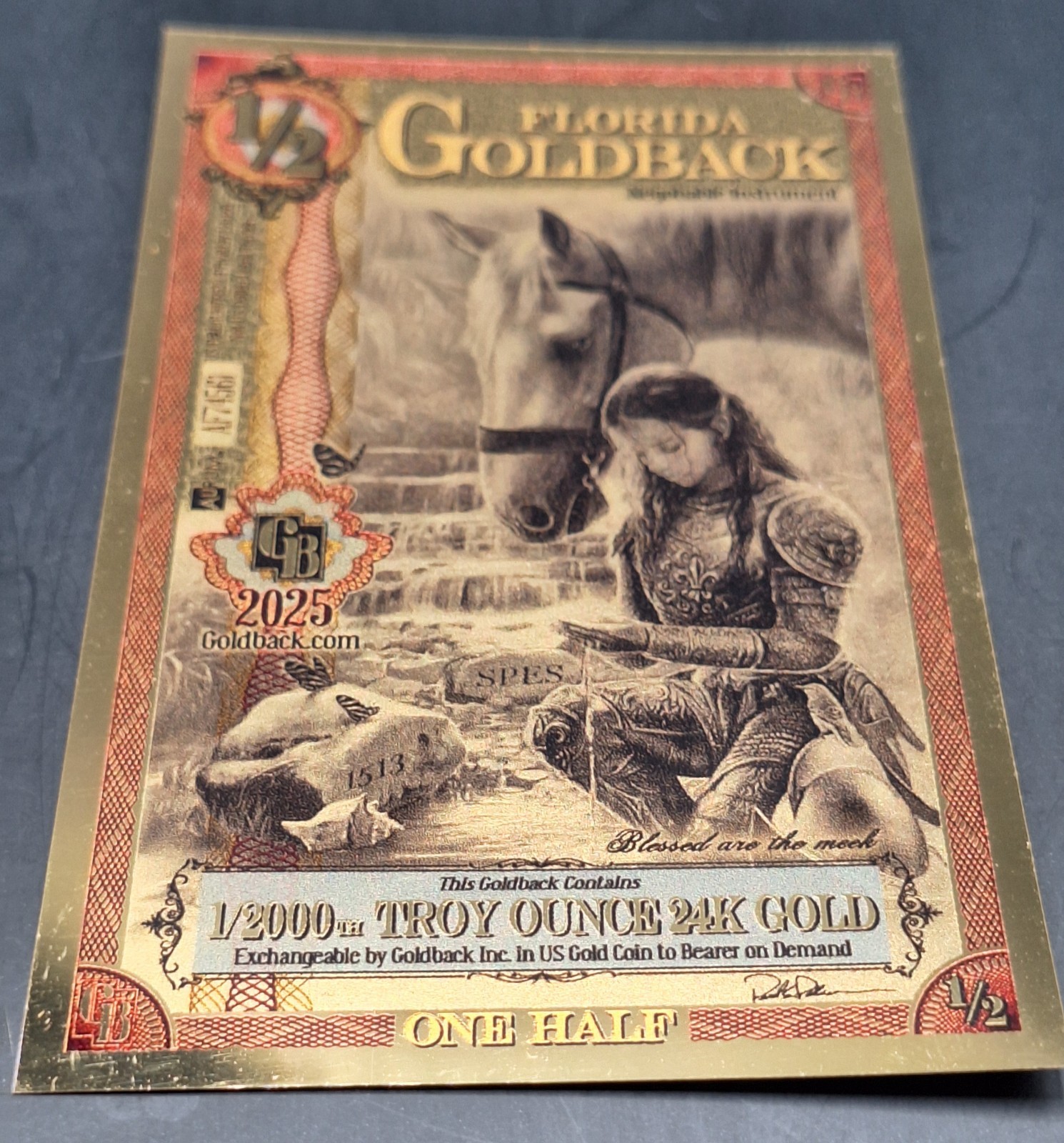 Florida Goldback 1/2 Note & American Eagle 1/500 oz .9999 Fine Gold Round