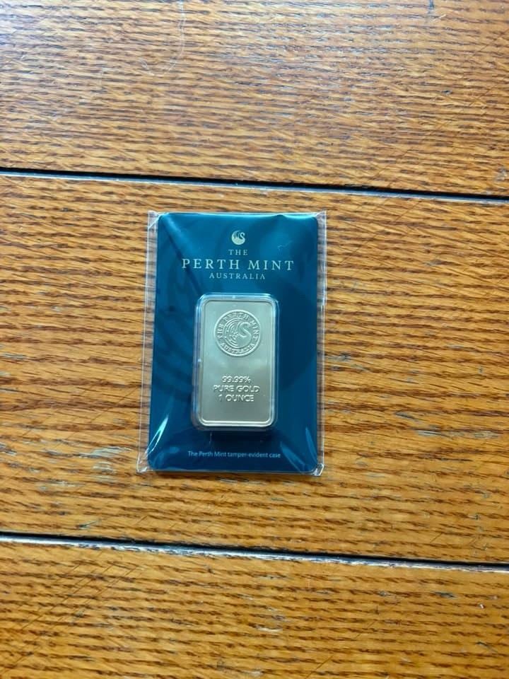 1 oz Perth Mint .9999 Fine Gold Bar in Assay Card Sealed 24K Pure Gold