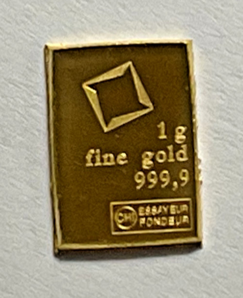 Lot Of 2- 1 Gram Gold Bar Loose -Valcambi Suisse .9999 Fine Gold, Secondary Mkt