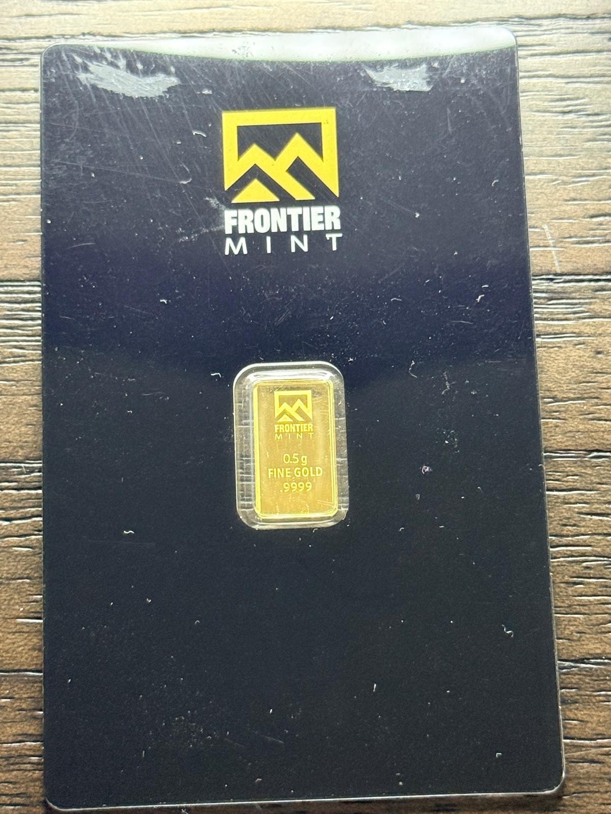 Frontier Mint 0.5g Gold Bar .9999 Fine Pure Gold Sealed In Assay Card 1/2 Gram