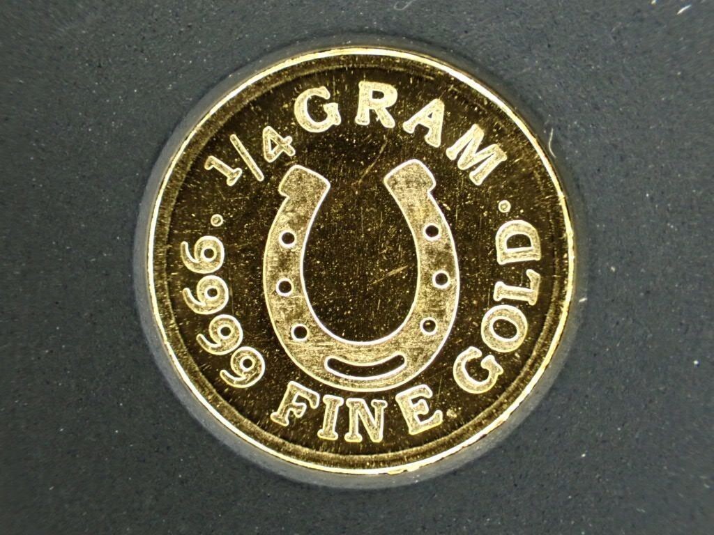 1/4 Gram .9999 PURE FINE GOLD Round In Capsule – Monarch Metals Lucky Horseshoe