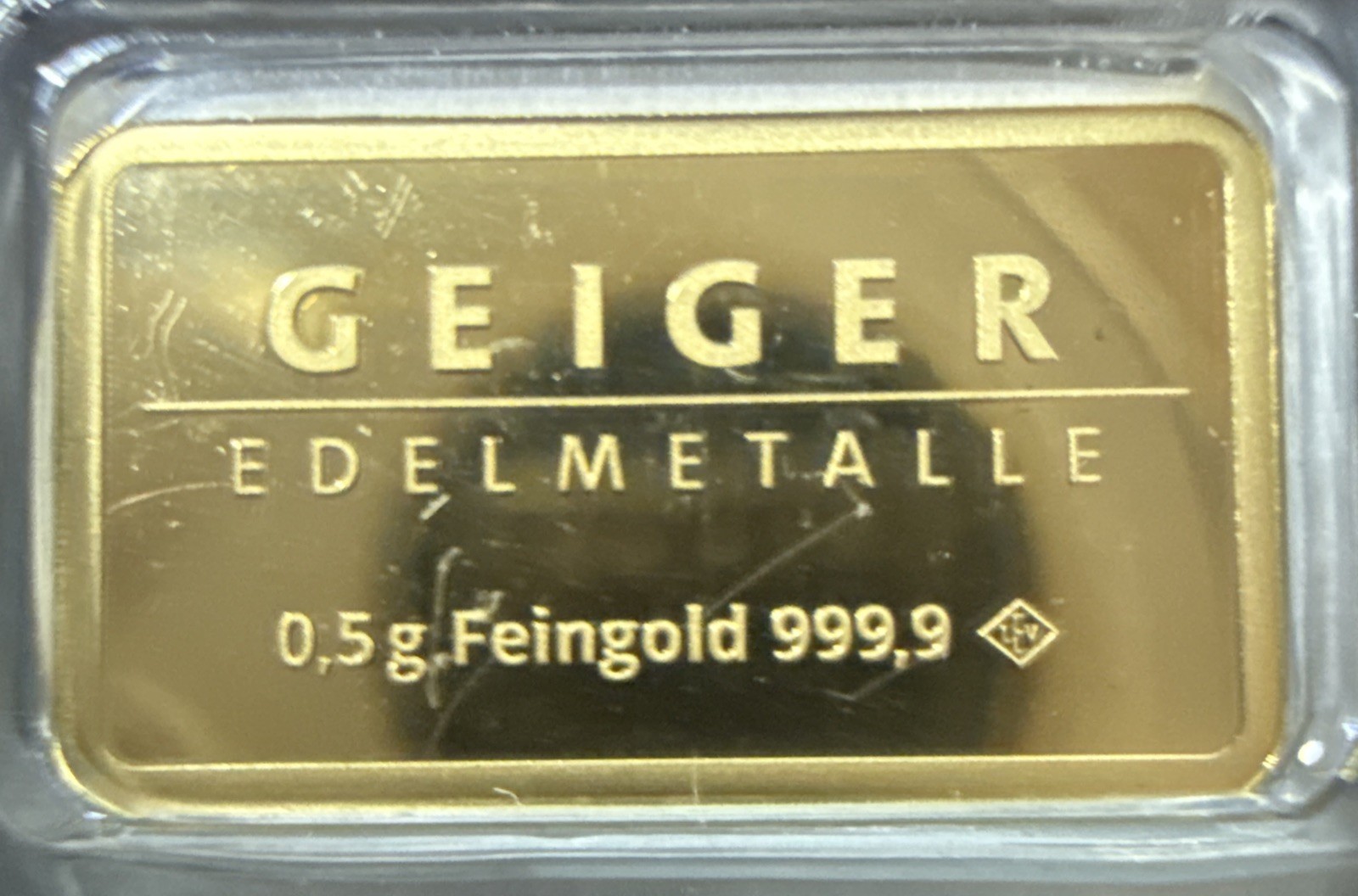 Geiger Schloss Guldengossa Vintage Edition Carded Gold Bar .5 Gram .999 Fine