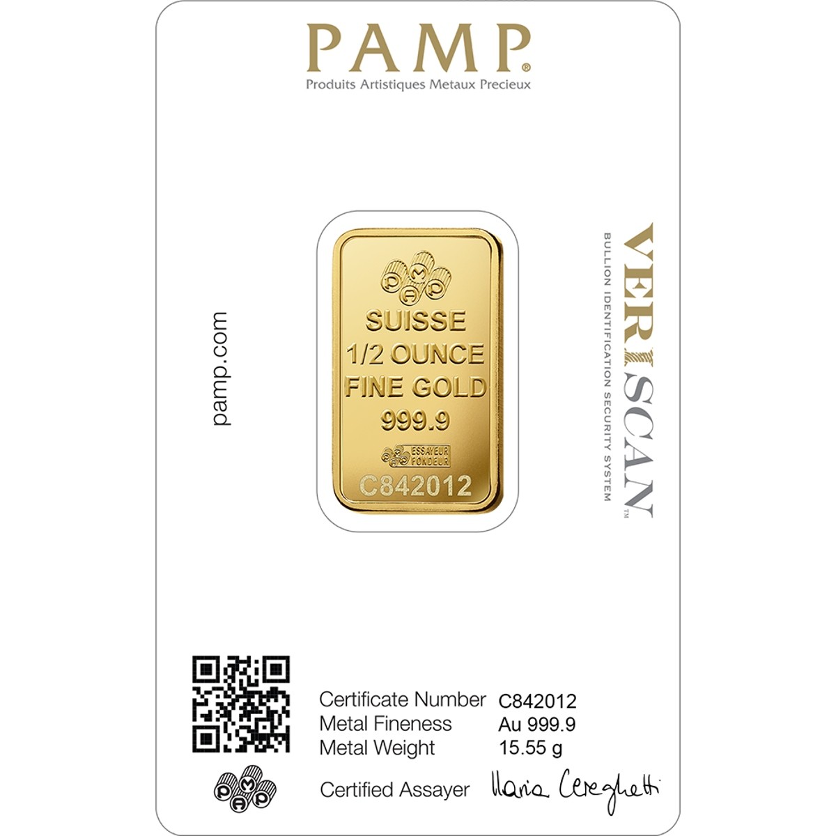 Pamp Suisse Lady Fortuna 1/2 oz Gold Bar – In Assay Card