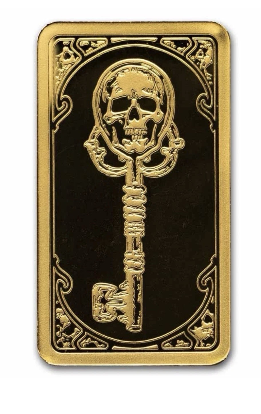 💀☠️🗝️2026 Liberia 1/200 oz Gold Skeleton Key Coin Bar