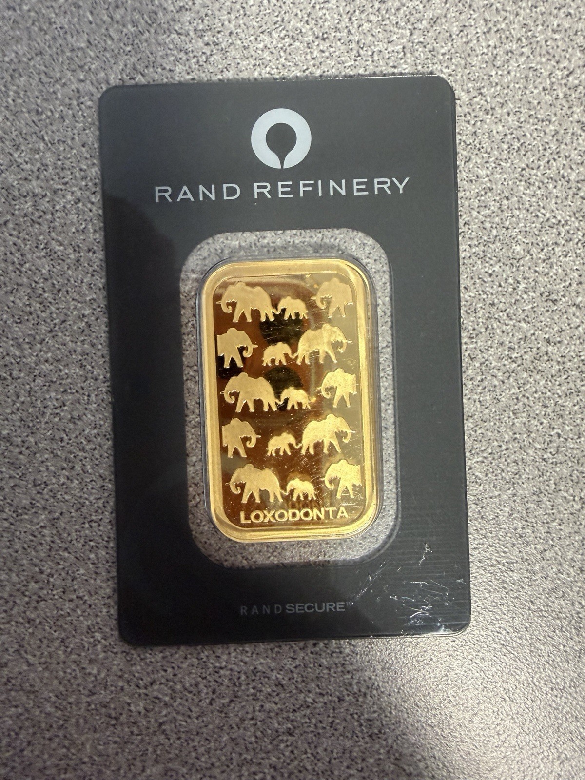 1 oz Gold Bar Rand Refinery – Loxodonta (In Assay) .9999 Gold #A739