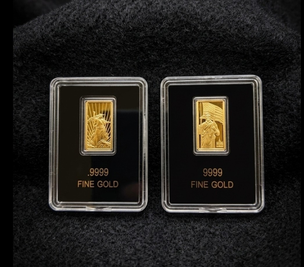 Lot 2 x Gold Bar Set America .9999 Fine Lady Liberty Gaudens Minuteman 🇺🇸