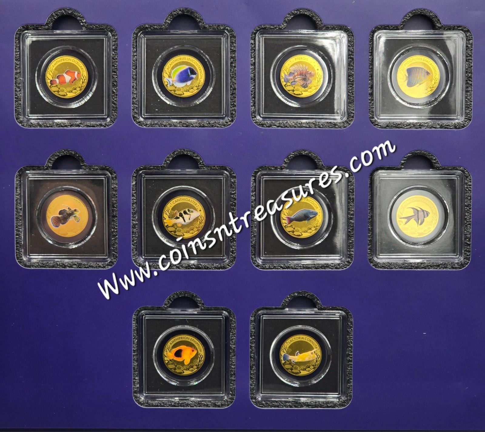 THE MOST INTERESTING CORAL FISH 10 Coins Complete collection 1/1000 999 Gold