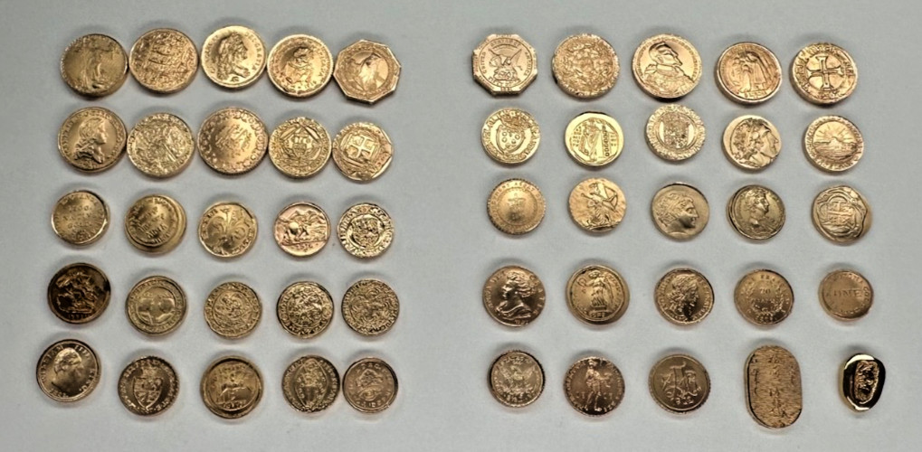 Set 50 Diff Solid 14K Gold World Mini Coins Franklin Mint 1981 25 + Grams RARE