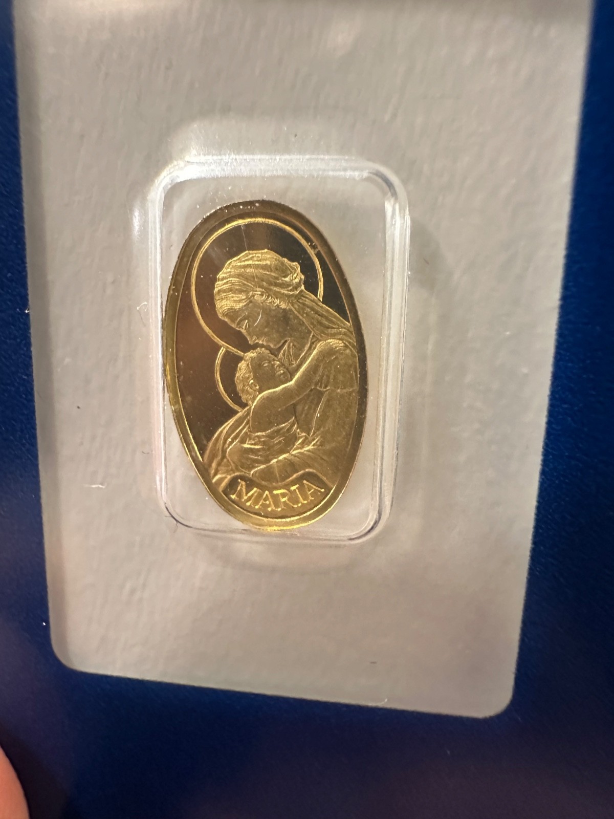 Rare PAMP Suisse Maria 1g Gold Bar Oval Round Bar 999.9 Fine Gold Goldbarren