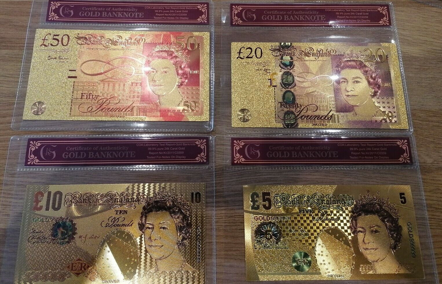 Gold Note Bar Coin Investment Bullion Note 5, 10, 20 & 50£ inflation money: Gold