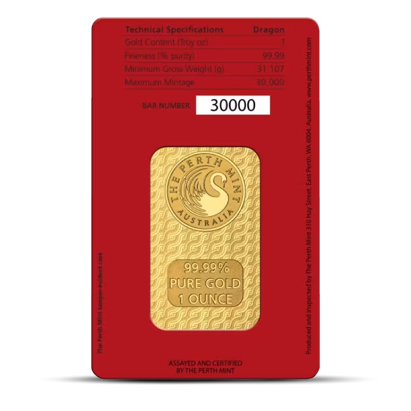 1 oz Perth Dragon Gold Bar