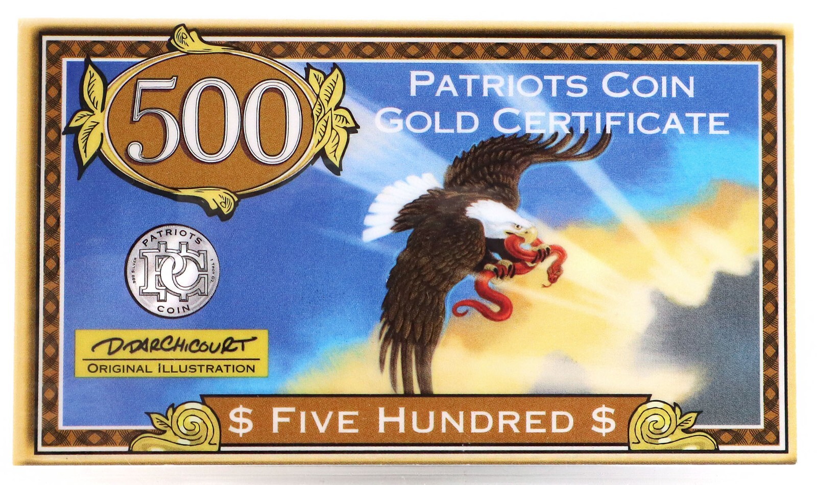 Gold Certificate .25 Gram Gold Bar Only 300 Made .9999 Gold Patriotic Au