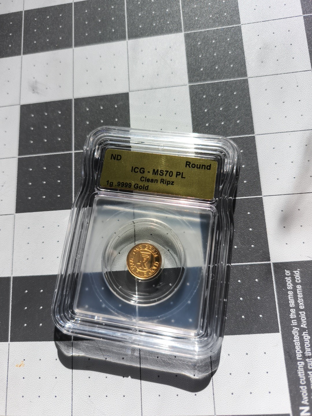 ICG Slabbed MS70PL 1 Gram Gold .9999 Fine Gold Coin – Clean Ripz – 1 g GOLD