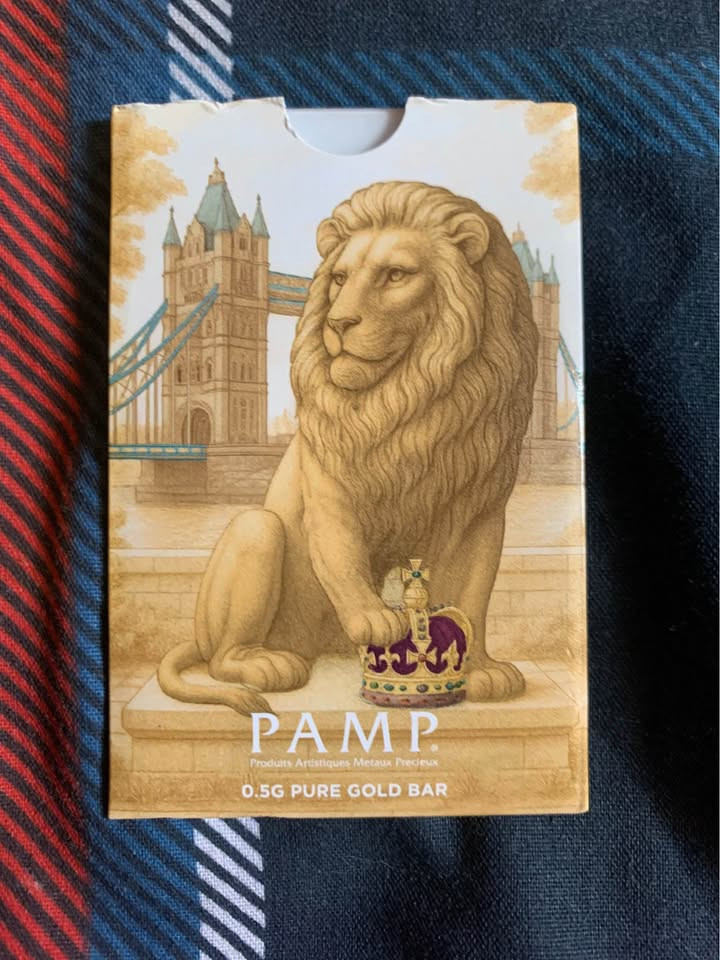 PAMP Lion of England 0.5g Gold Bar .9999 Fine Gold Mintage 3,000 Cert No. 2505