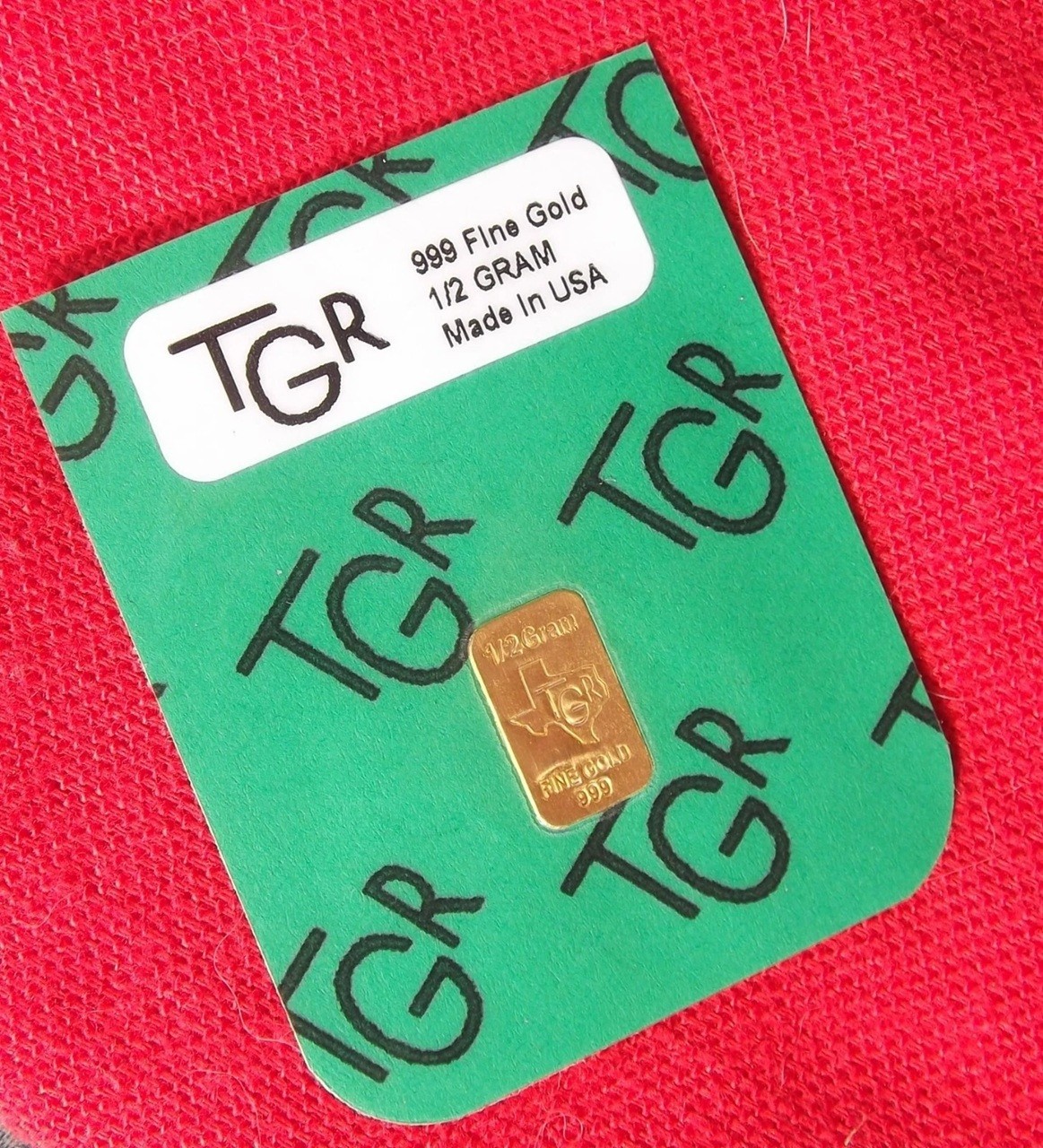 1 / 2 gram Gold Bar – TGR TEXAS – 999.9 Fine in Assay