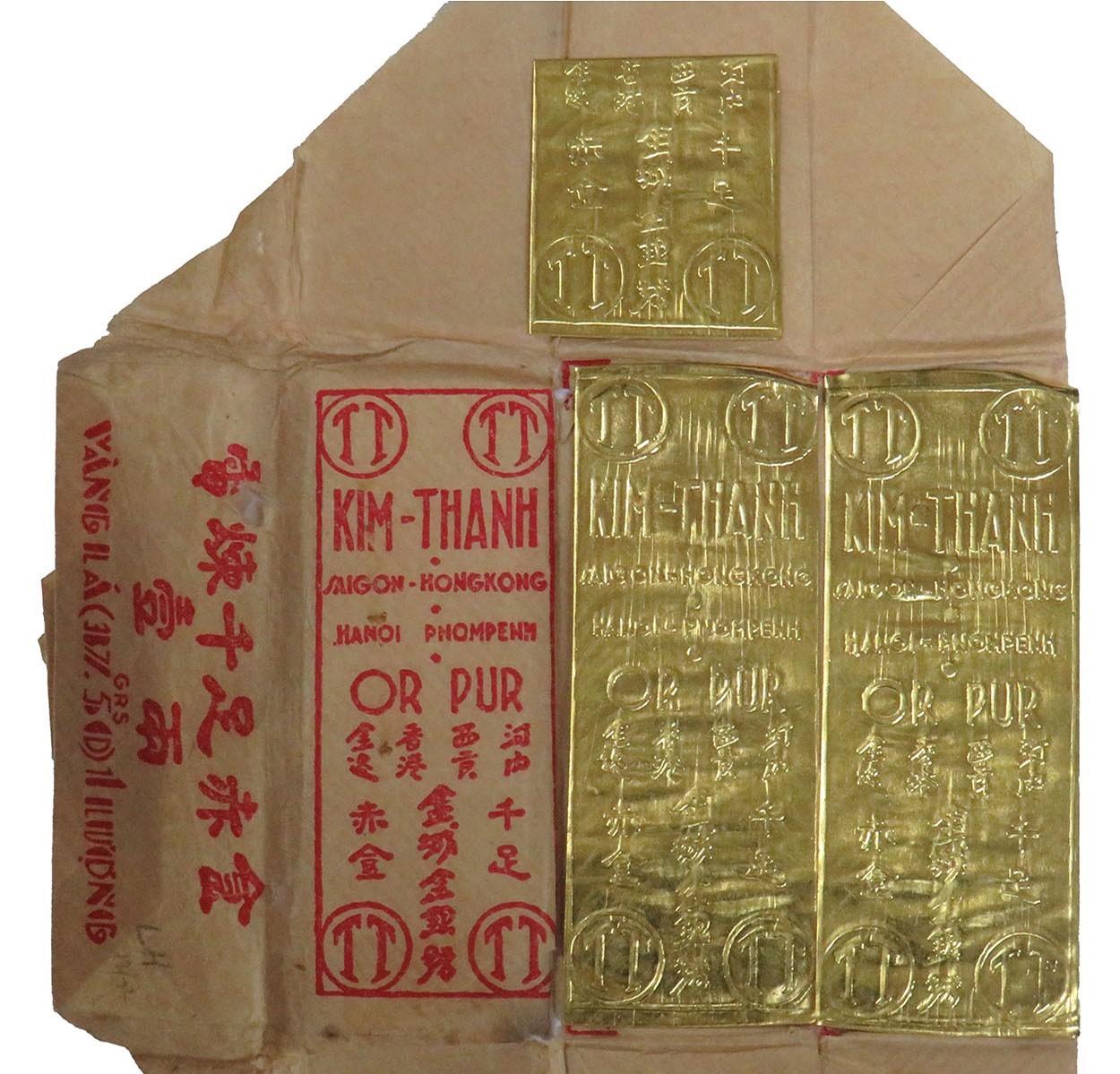 1970’s GOLD VIETNAM TAEL 1.2057ozs ORIGINAL KIM-THANH 24K BARS & WRAPPER