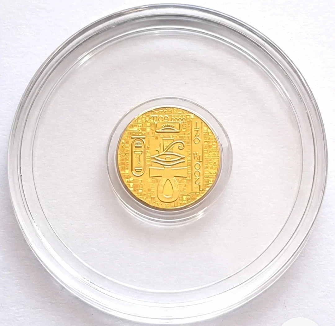 TUBE of 10 – 1/200 oz .999 Pure Gold Egyptian Scarab Round 24K Fine Bullion Lot