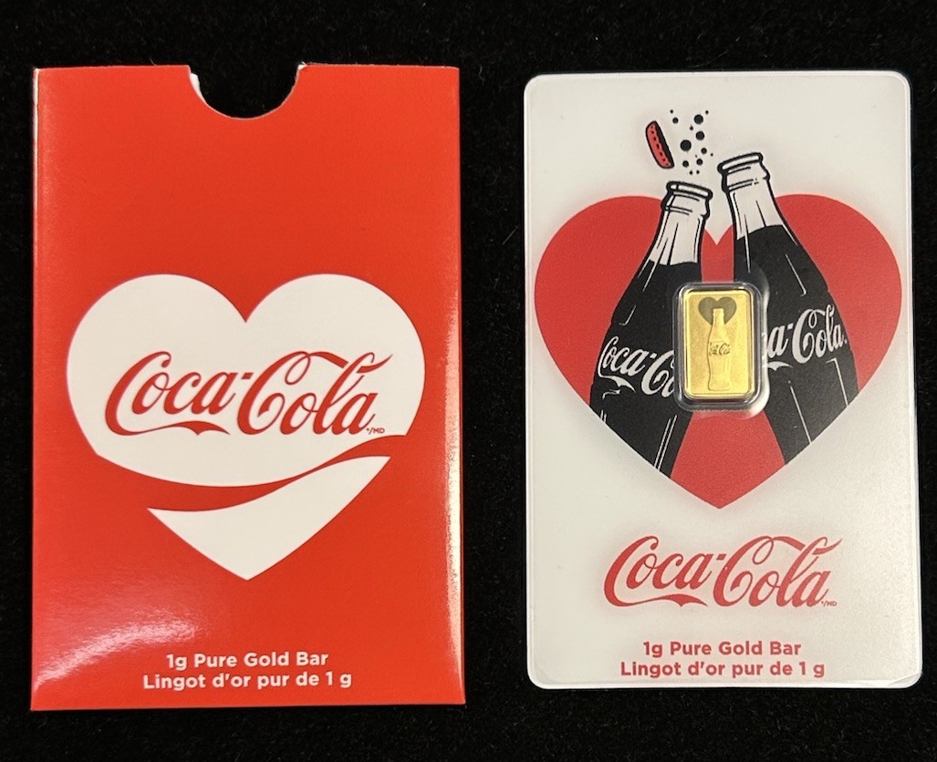 1 Gram Gold Bar PAMP Coca-Cola Valentine’s Love Bar .9999 Fine In TEP w/Sleeve
