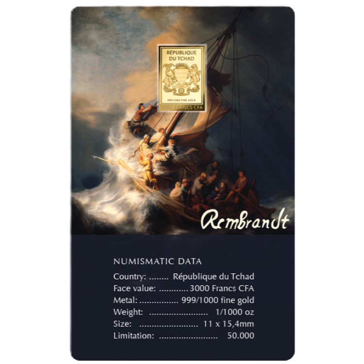 Chad Christ in the Storm on the Sea of Galilee 1/1000oz 999 Gold Coin in Card