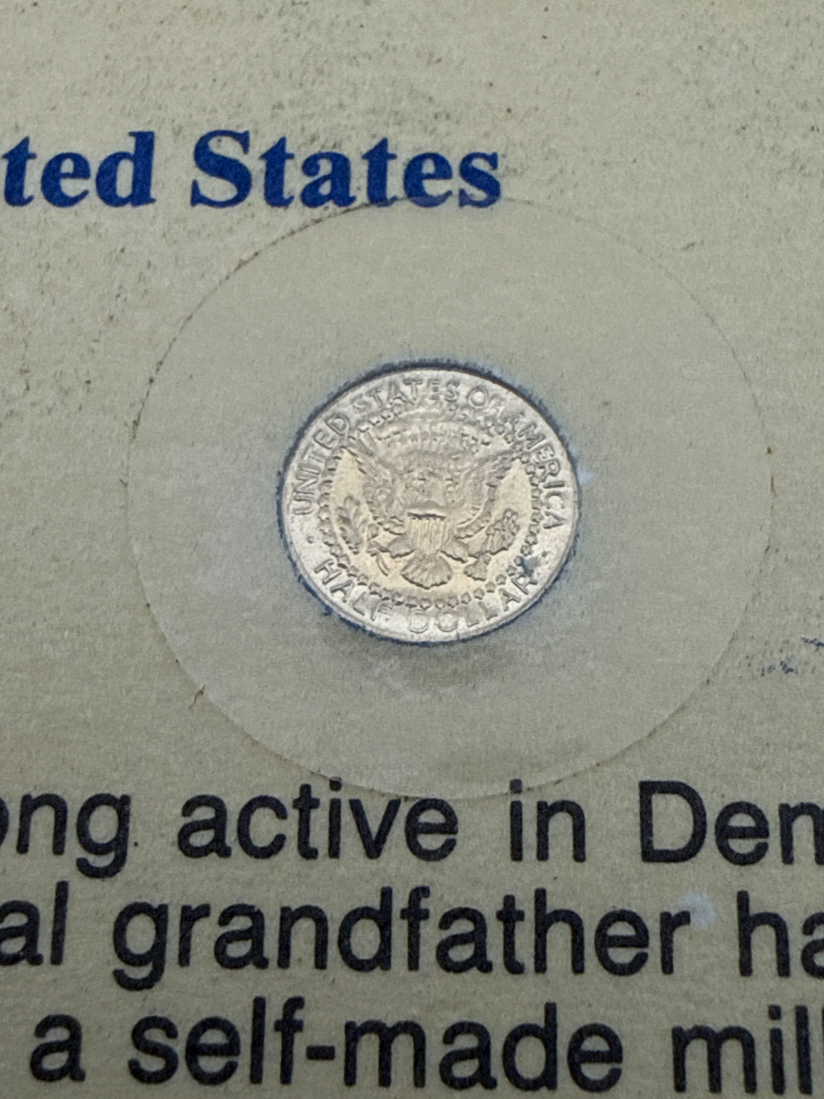JFK 20TH ANNIVERSARY TRIBUTE SOLID 14K GOLD HALF DOLLARS COA ( ON CARD BACK)