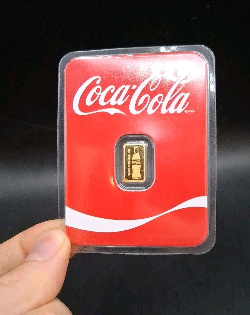 Coca-Cola 1/2 Gram Gold Bar .9999 Fine Gold in Assay Card