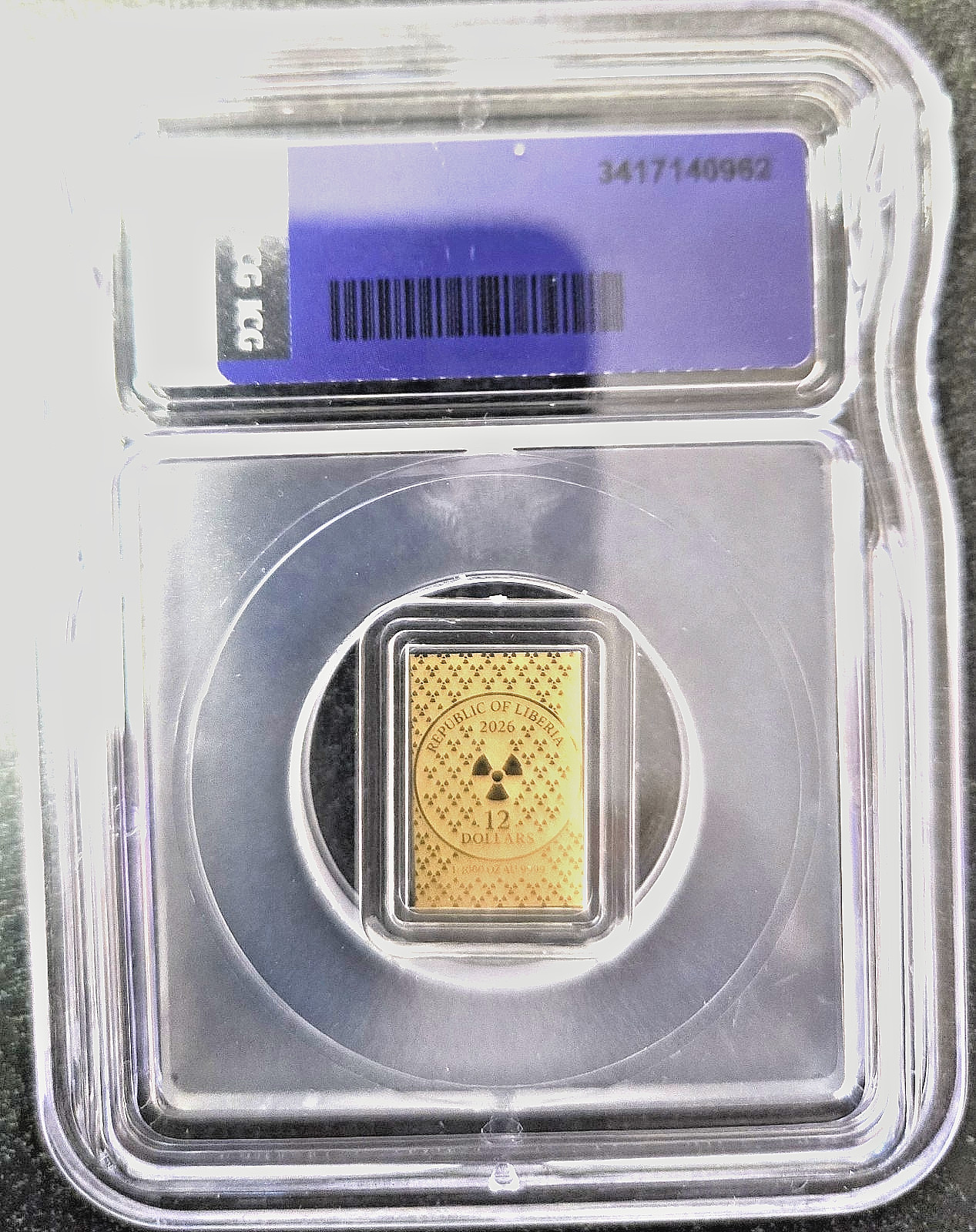 2026 (1986) Liberia ICG GOLD BAR SLAB