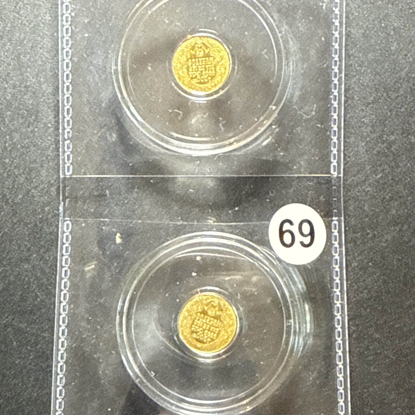 Lot Of 2- 1/200th oz .9999 Fine GOLD Skull Dia De Los Muertos FRACTIONAL GOLD