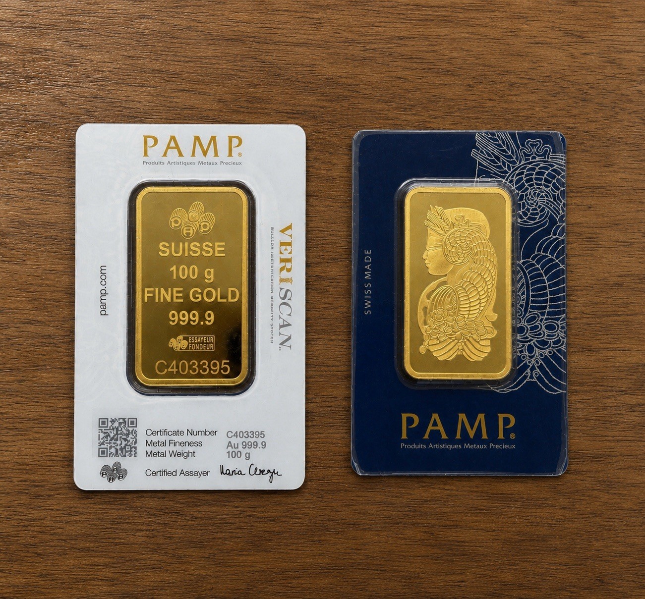 100 gram Gold Bar – PAMP Suisse – Fortuna – 999.9 Fine in Sealed Assay