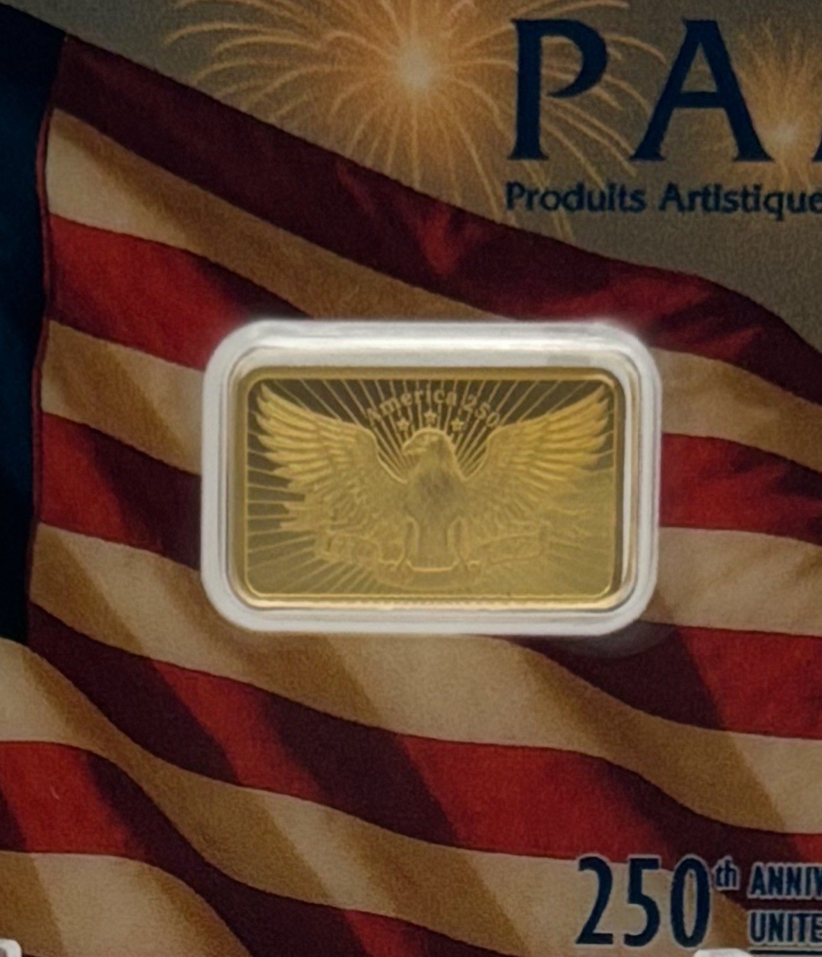 2026 PAMP 2.5 gram 250th Anniversary USA .9999 Gold Bar in Assay Card