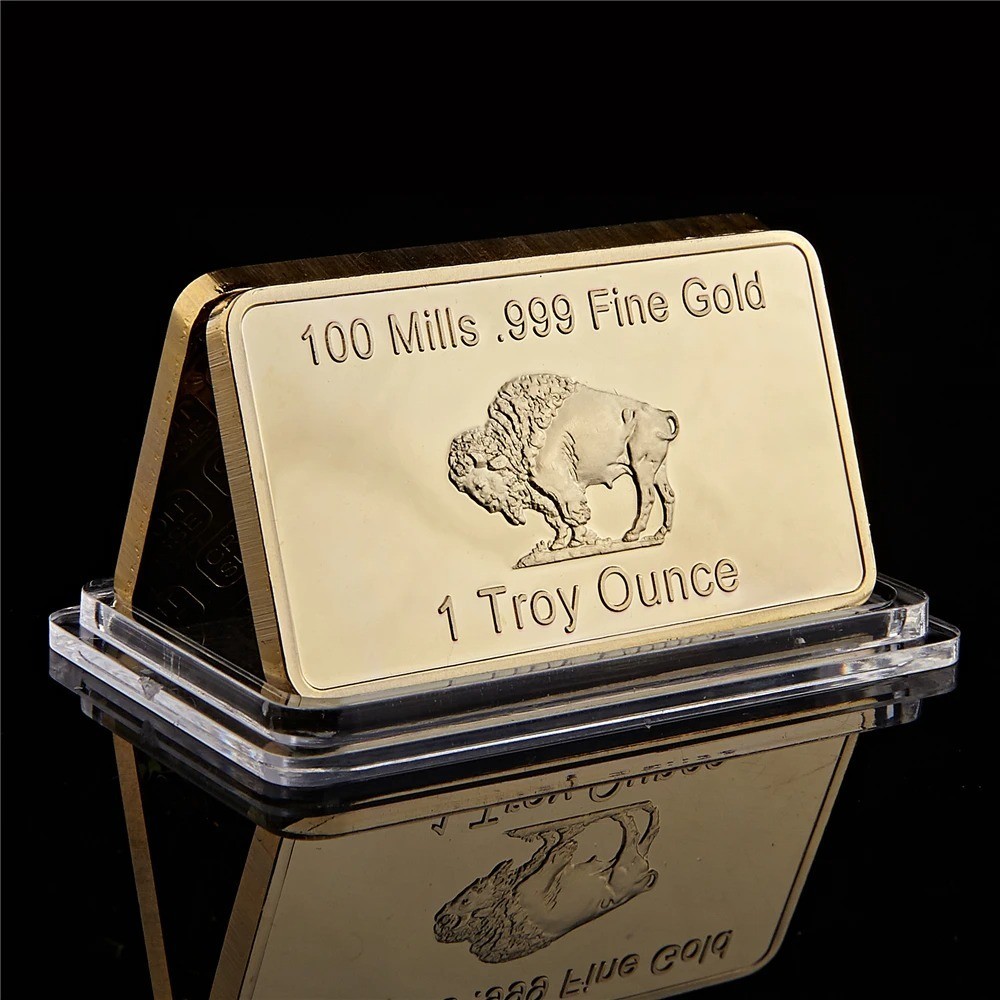 1 OZ – Gold Buffalo Bullion Bar . 999 Fine 24k