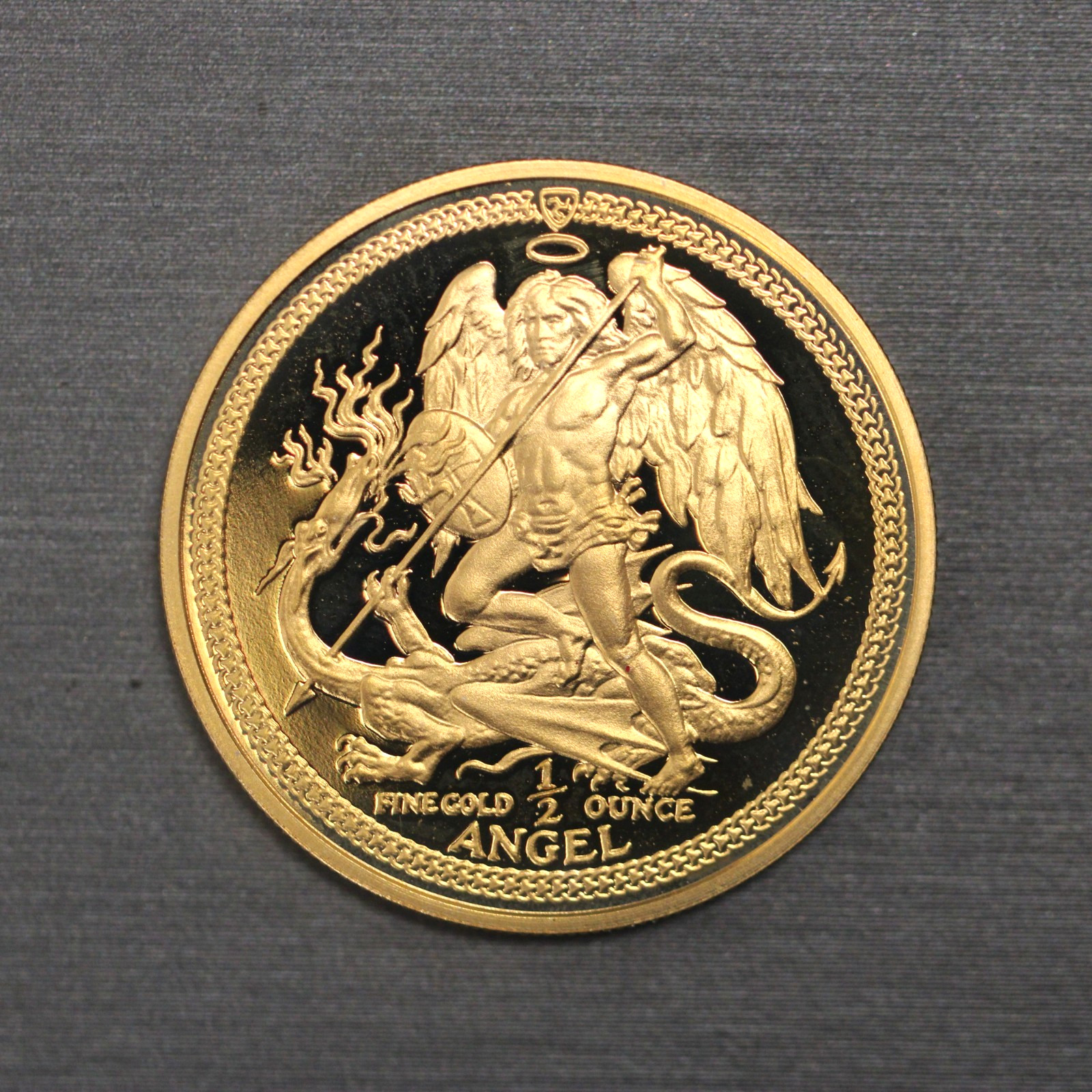 Proof Archangel Michael 1986 Isle Of Man 1/2 oz .917 Fine Gold Angel Coin