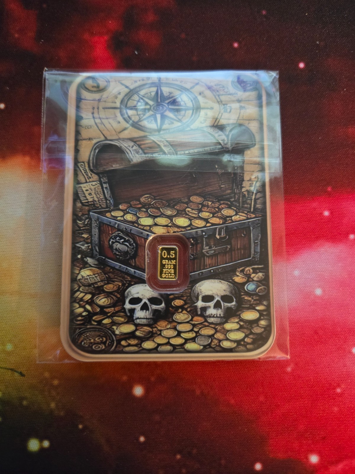 Pirate Gold 0.5 Gram .999 Fine Gold Bar 5000 Mintage Sealed Collectible