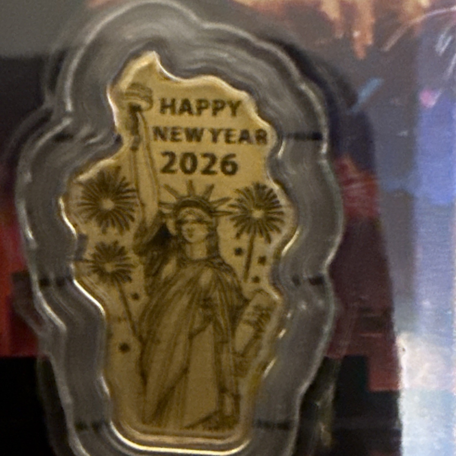 1/1000th Oz .9999 Gold USA 250th Year Anniversary Happy New Year Gold Foil Bar!