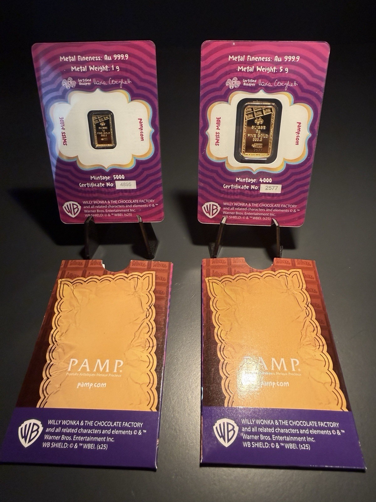 2025 PAMP Suisse Willy Wonka 5 Gram Gold Bar Limited Mintage 4000 NEW RELEASE