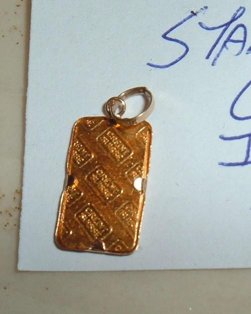 24K GOLD Credit Suisse 999.9 FINE INGOT 1G BAR 14K PENDANT BEZEL FOR CHAIN 1.2g