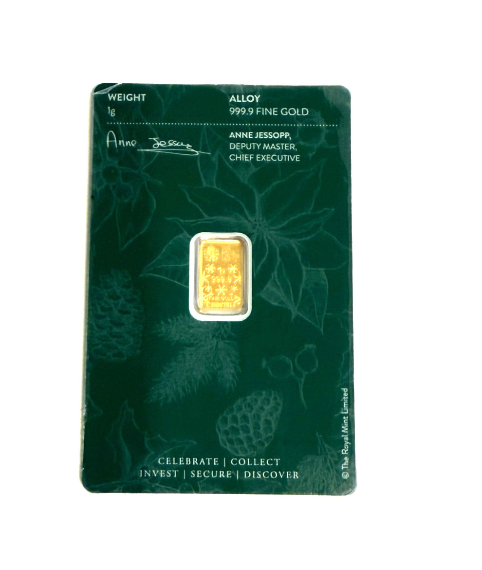 Royal Mint Merry Christmas 1g Gold Bar 999.9 Fine Bullion Sealed Gift UK