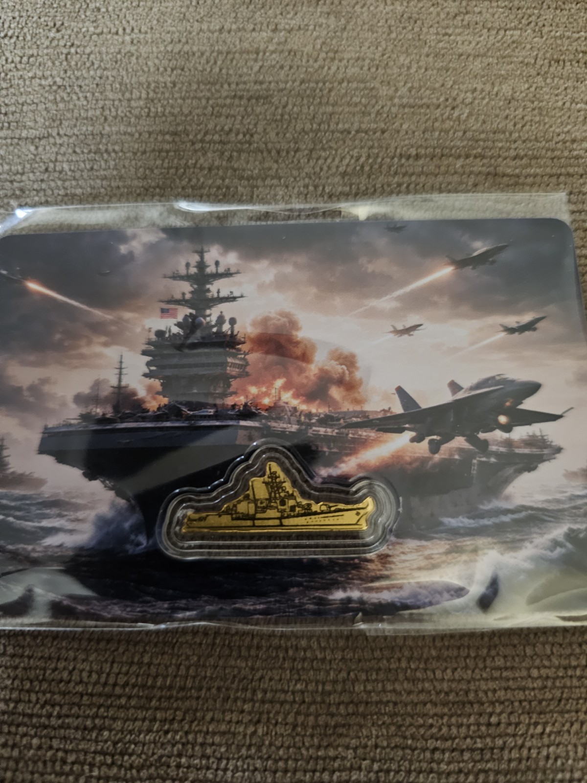 1/1000 Oz Gold US Battleship Art Bar .999 Fine