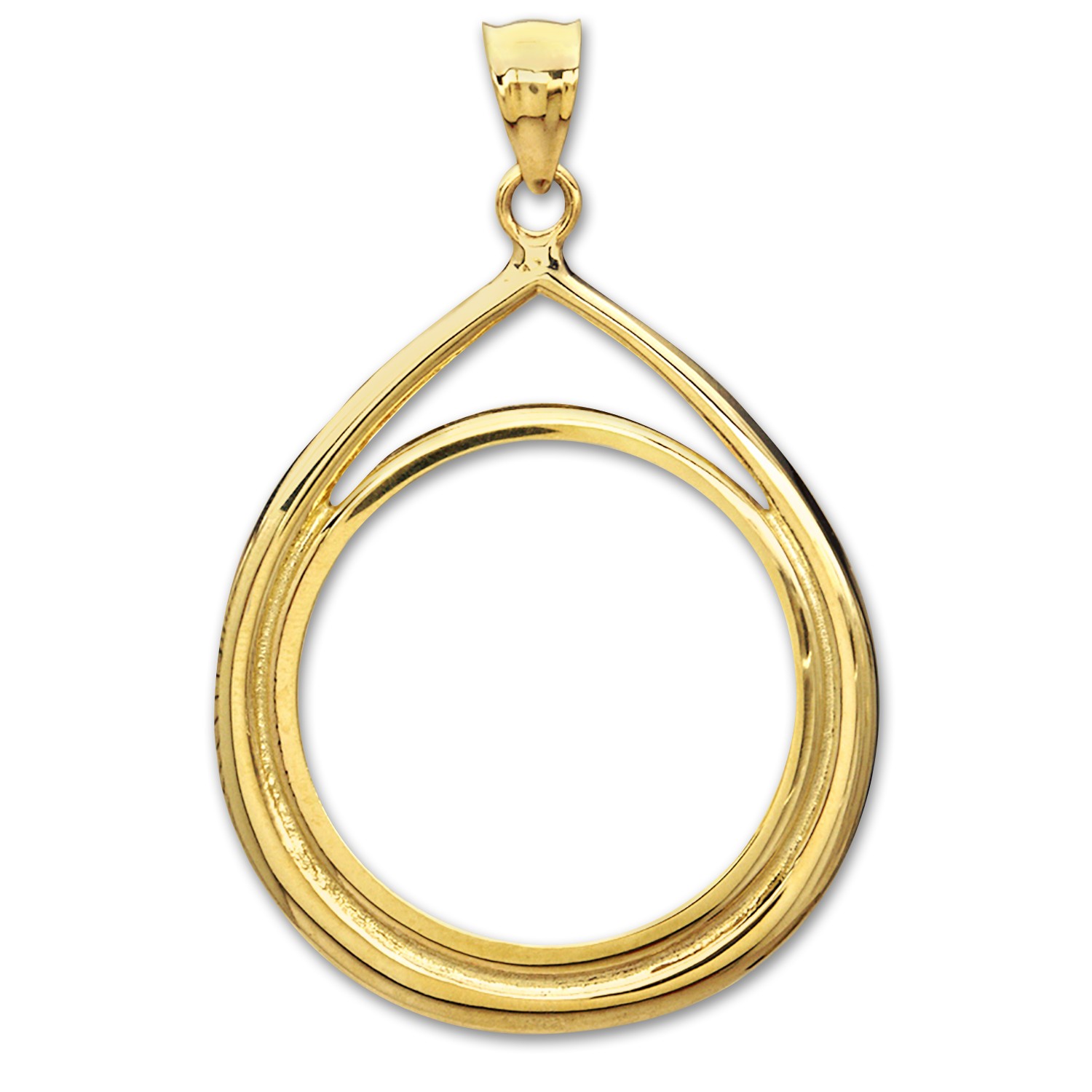 14K Gold Prong Tear Drop Coin Bezel – 22 mm