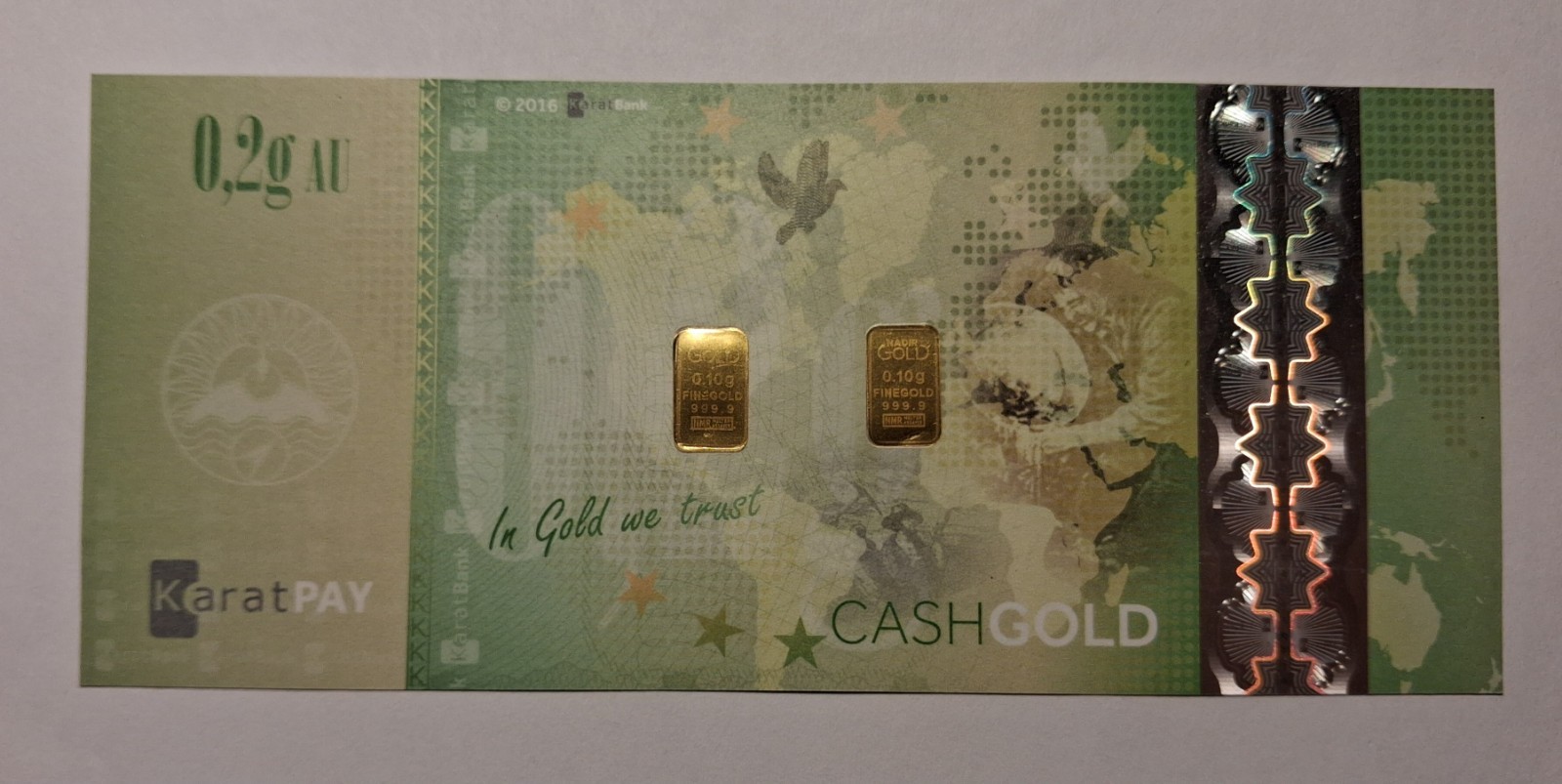 3 – NADIR KARATBARS .2 GRAM .9999 GOLD BILLS CASHGOLD KARATPAY 6 – 1/10 G BARS