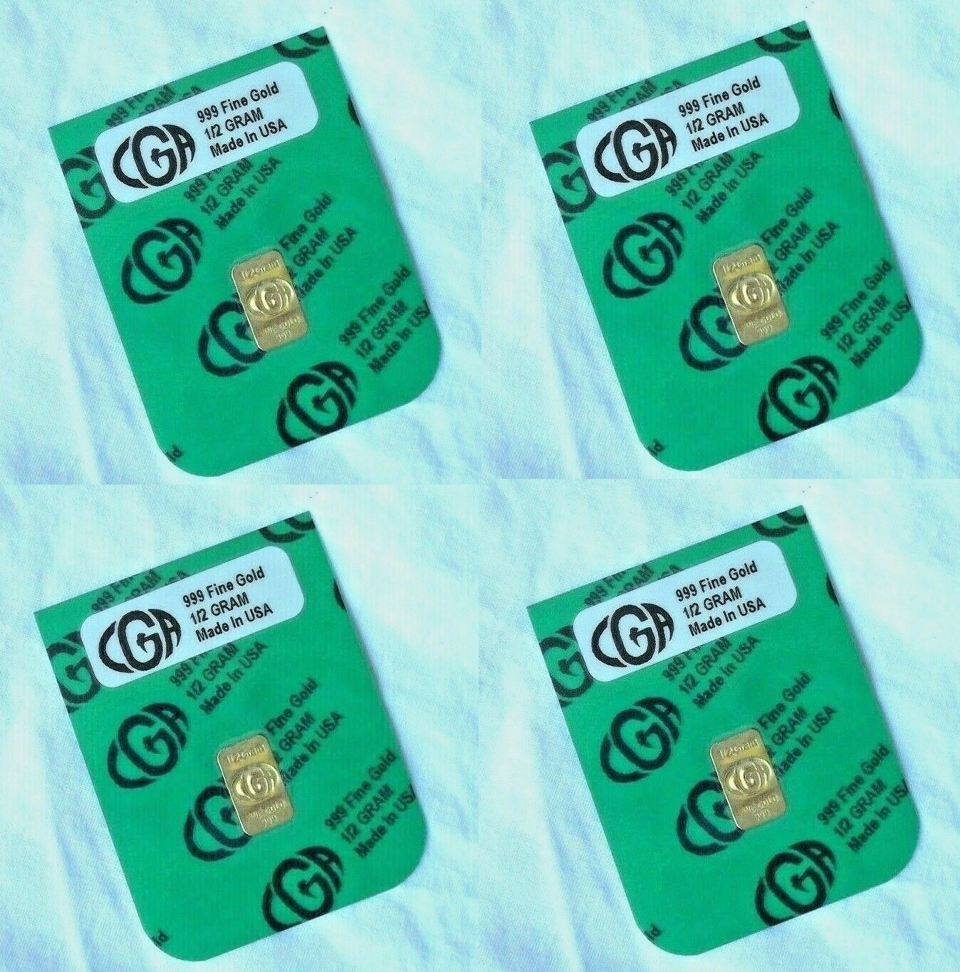4 GOLD 1 / 2 GRAM G PURE CGA PREMIUM BULLION 999.9 bars CERTIFIED INGOT LOT