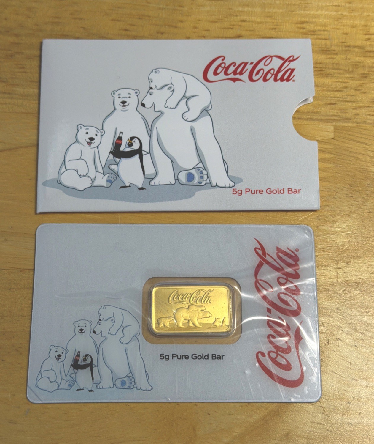 2026 Pamp Coca Cola Polar Bear & Friends 5 Gram Gold Bar – In Assay w/Sleeve