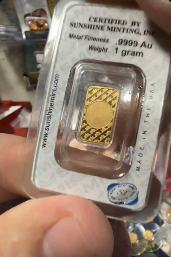 1 Gram Sunshine Mint Gold Bar- SEALED – Enjoy It In The ASSay – Same Day Ship