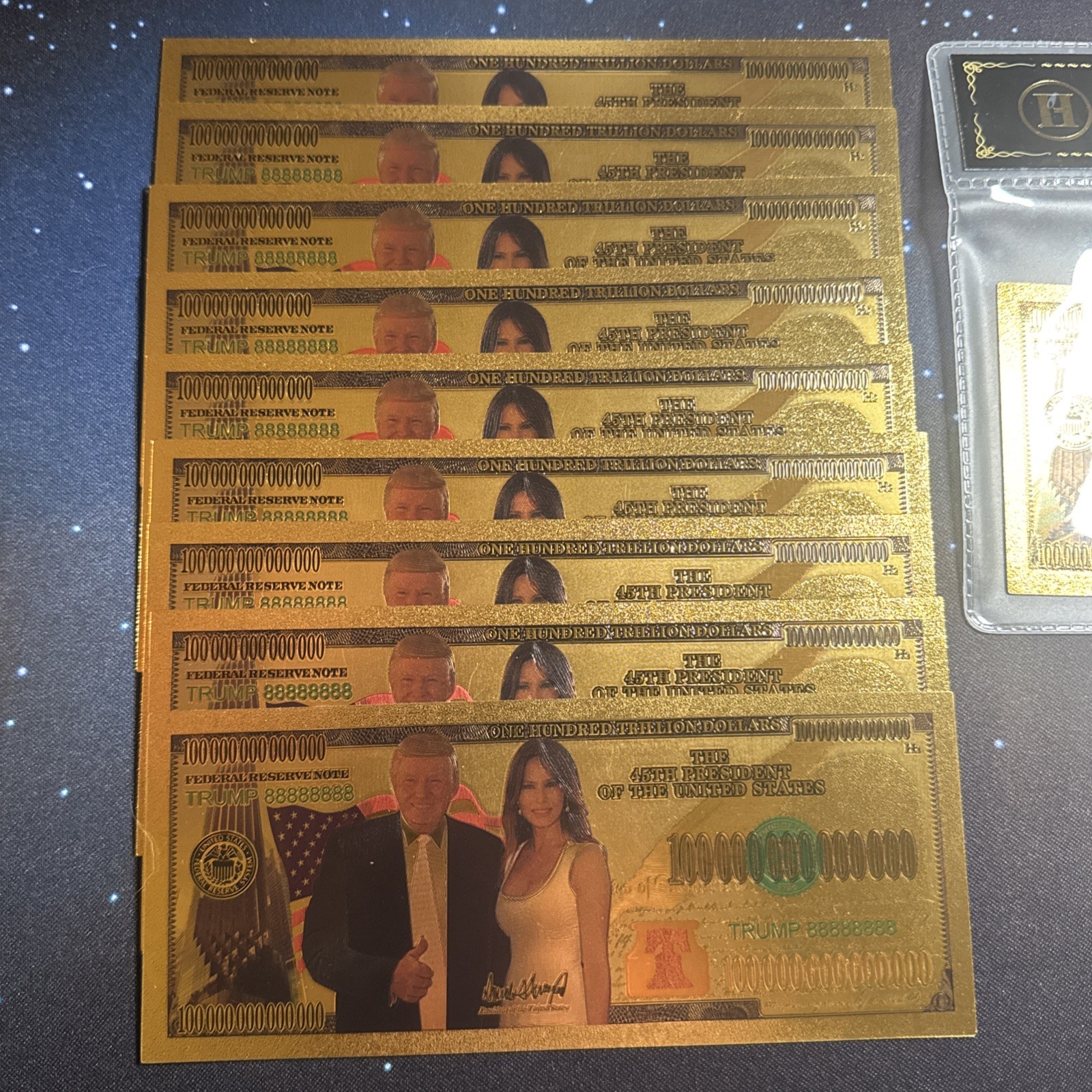 Donald & Melania Trump 24K Gold Banknote COA Laboratory Tested 99.9% 10pk