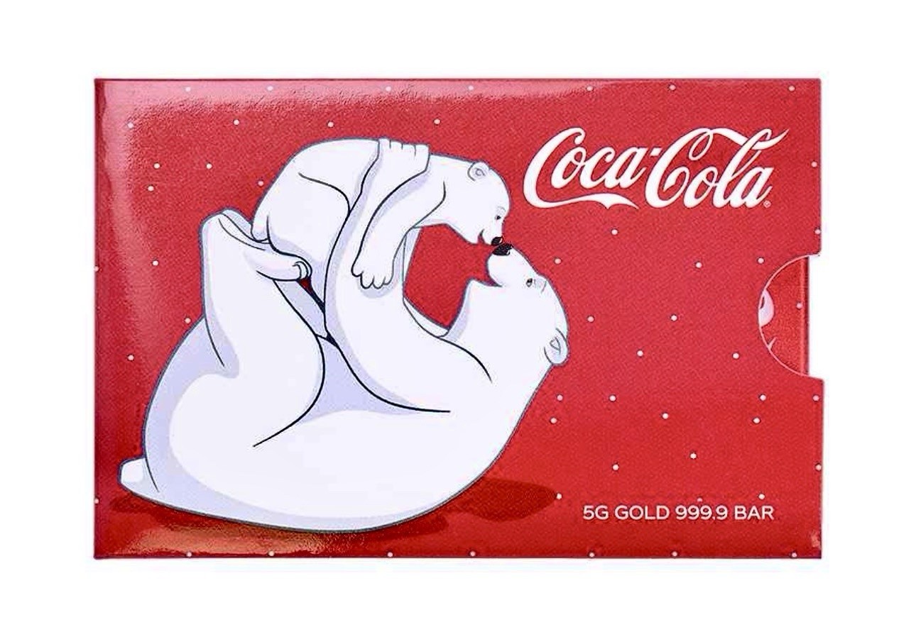 PAMP COCA-COLA® 5 GRAM GOLD BAR POLAR BEAR SERIAL #0343 LIMITED MINTAGE OF 5,000