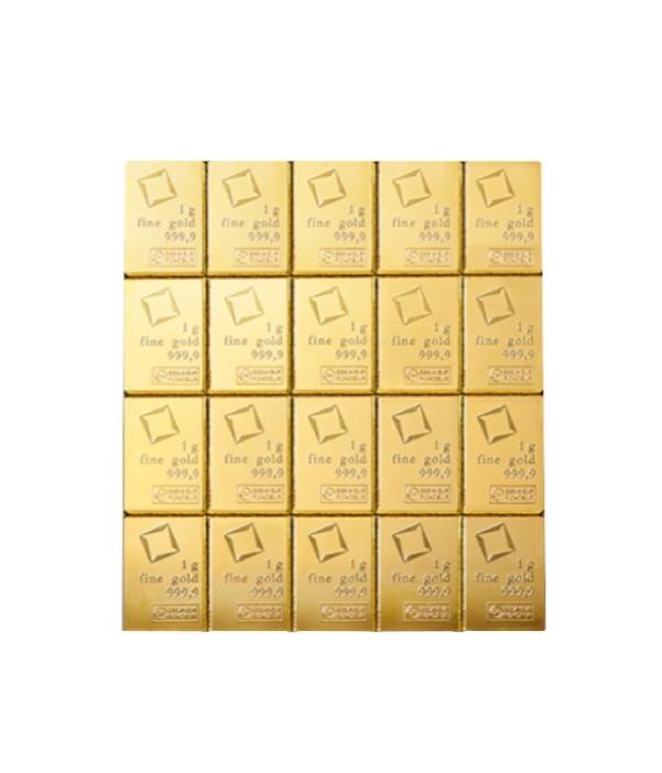 20 x 1 gram Gold Valcambi CombiBar w/ Assay Card .9999 Gold Bullion #A684