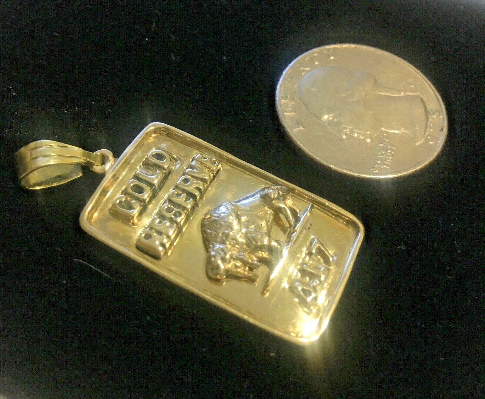 10 Karat Gold American Buffalo Ingot Pendant