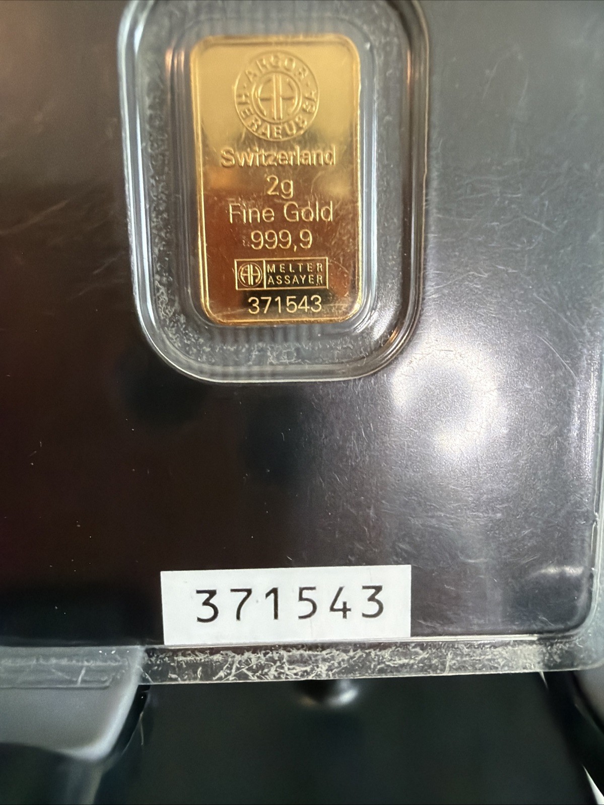 Argor Heraeus 2g Gold Bar MINT NEW! JM bullion Certified W/ Matching Numbers!